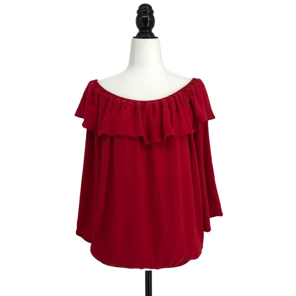 ba&sh Azar Off-the-Shoulder Ruffled red blouse size 3 - Picture 2 of 16